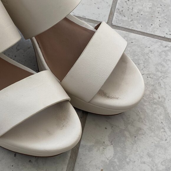 Aerosoles Camera Platform Sandal Eggshell Leather Size  Size 7 - Picture 4 of 8